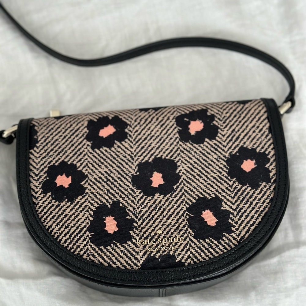 Kate Spade Luna Herringbone Floral crescent crossbody